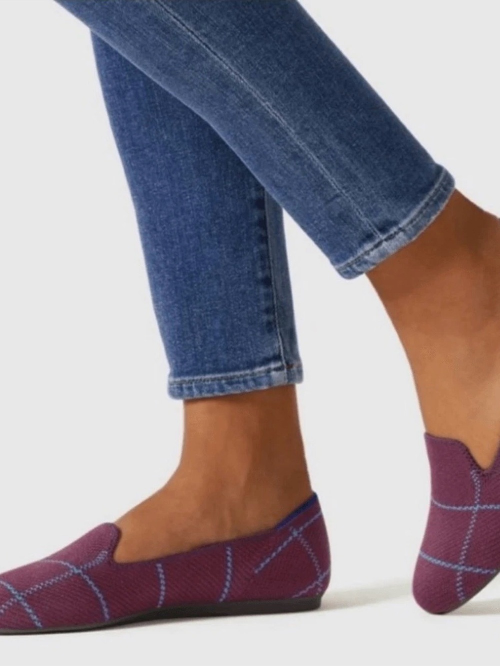 Rothy’s the plaid slip on loafer retired burgundy grid color way